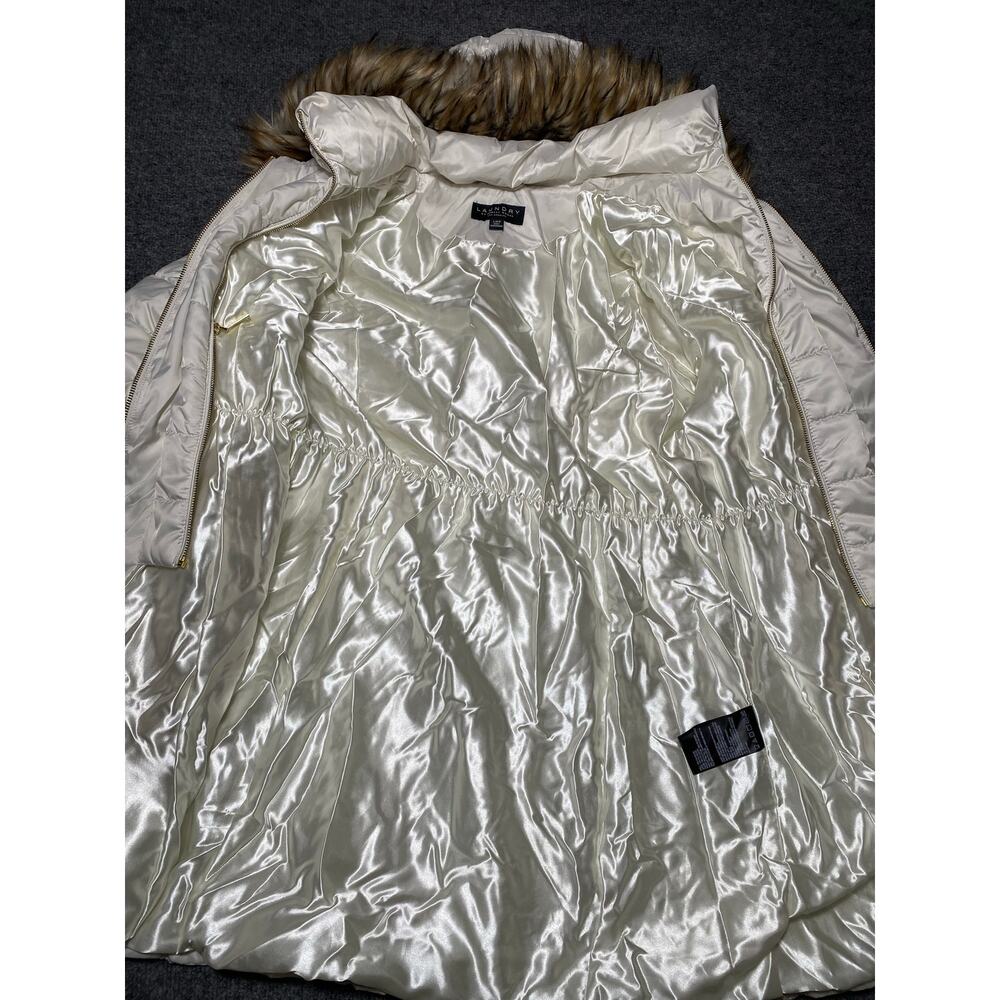 Laundry by Shelli Segal Cream Colored 3/4 Length Puffer Coat/ Jacket Women’s L - Picture 5 of 8